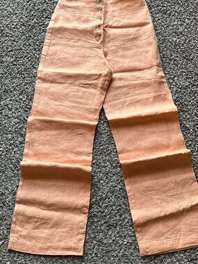 Paloma Wool High Waisted Orange Linen Wide Leg Pants EU 34 Summer Coquette Girly